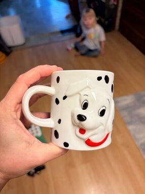 Disney 101 Dalmatian 3D Face Mug with Black Spots and Red Accent